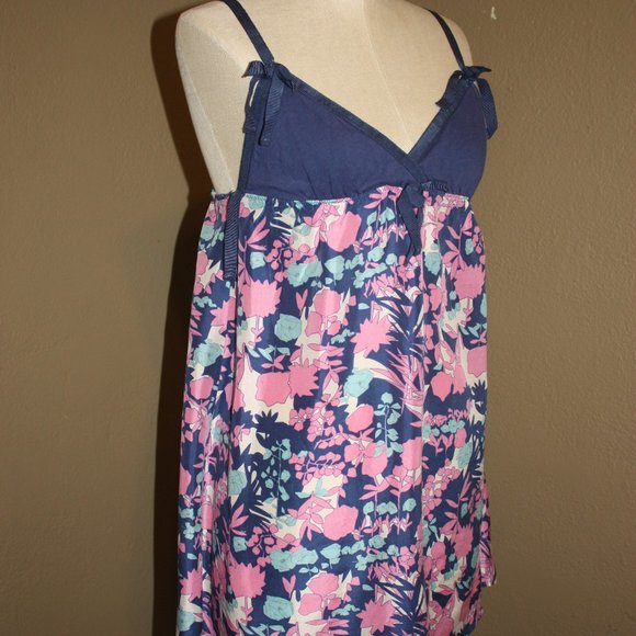 ANTHROPOLOGIE LILKA BLUE FLORAL BEACH DRESS EMPIRE WAIST - MEDIUM 4 - Picture 3 of 5